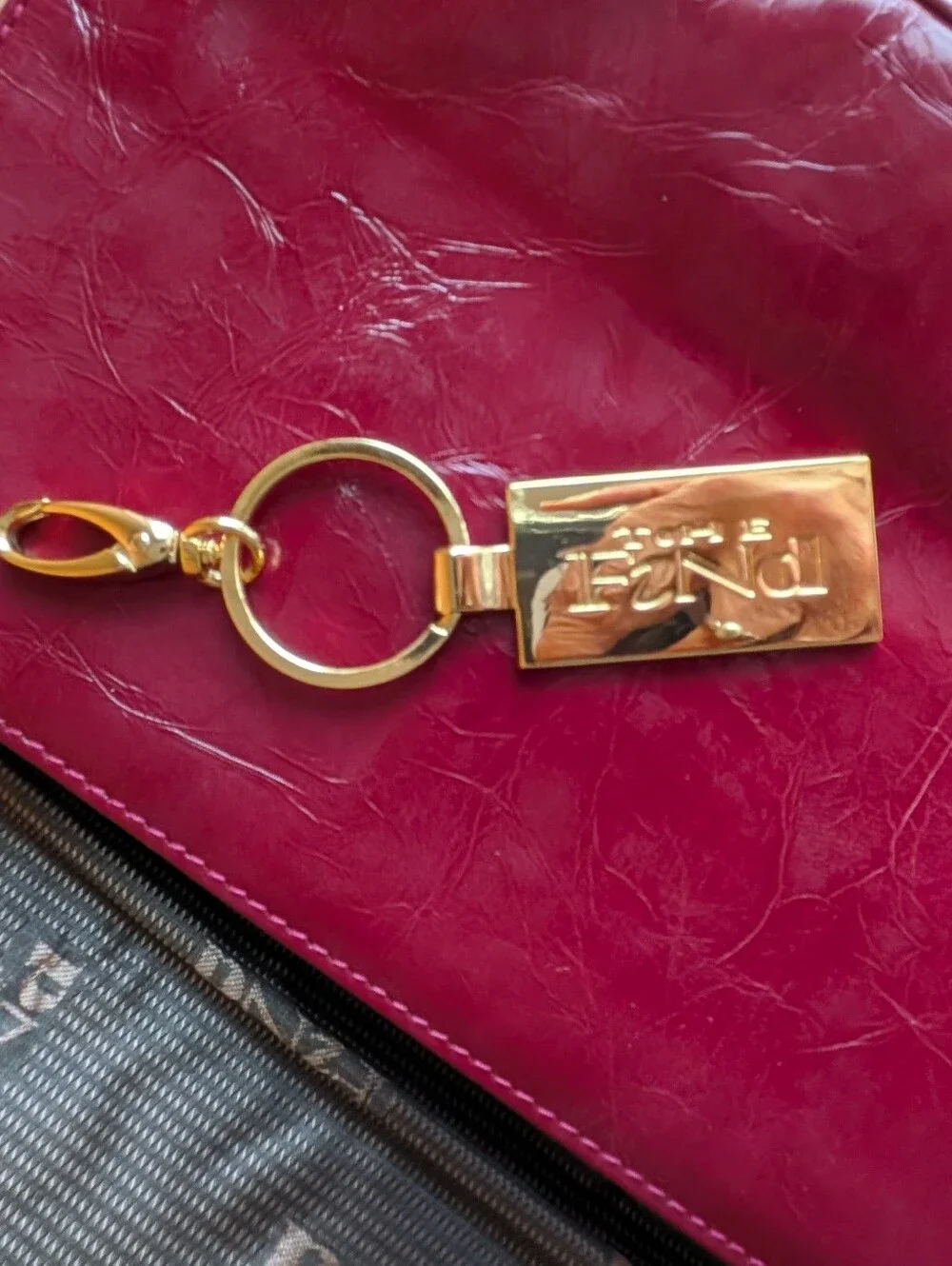 NEW The Find Burgundy Leather Shoulder Bag with Gold Chain